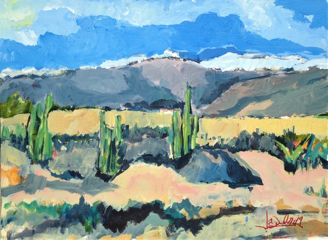 Artist Daniel Clarke. 'High Desert Vista' Artwork Image, Created in 2019, Original Woodcut. #art #artist