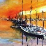 juneau boat harbor sunset By Daniel Clarke