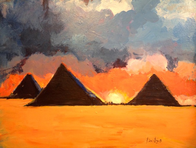 Artist Daniel Clarke. 'Pyramids At Giza' Artwork Image, Created in 2018, Original Woodcut. #art #artist