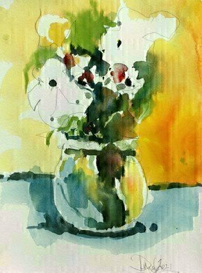 Daniel Clarke: 'still life sketch', 2021 Watercolor, Still Life. Flowers symbolize nature and the four seasons. Flowers in a still life can reflect an interest in science and the natural world. Flowers were depicted for aesthetic purposes and also at times they were used as religious symbols. ...