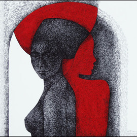 Daniela Huhurez: 'Shadow Portrait', 2008 Pen Drawing, Portrait. Artist Description:  ink on paper ...