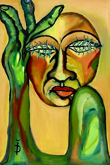 Daniela Isache  'Green Eyes', created in 2009, Original Painting Oil.
