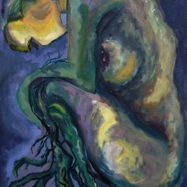 Daniela Isache: 'listening', 2023 Oil Painting, Expressionism. Artist Description: A woman listening to the voice of Earth. ...