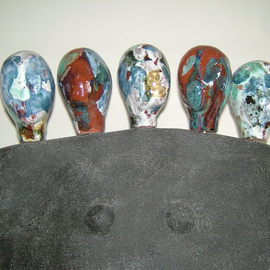 Daniel Janssens: 'Five headed female bust', 2008 Ceramic Sculpture, Abstract Figurative. 