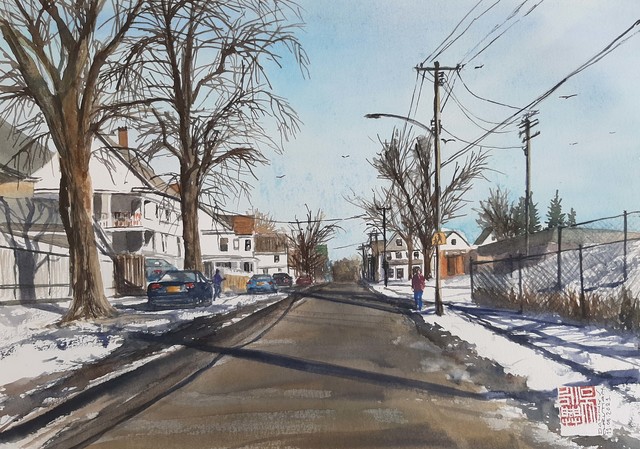 Danny S Christian  'Sunny Winter Morning', created in 2021, Original Watercolor.