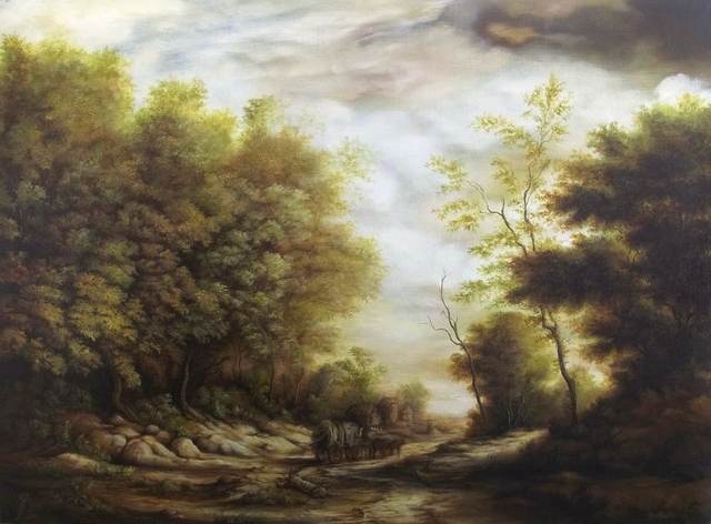 Dan Scurtu  'Forest Road', created in 2012, Original Painting Oil.