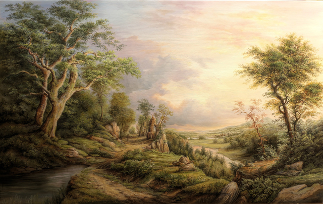 Dan Scurtu  'Landscape At Sunset', created in 2014, Original Painting Oil.