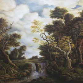 Dan Scurtu: 'Old Forest', 2013 Oil Painting, Landscape. Artist Description:  dan scurtu, landscape, classical, baroque, flemish, oil painting, classical painting, landscape painting, forest painting ...