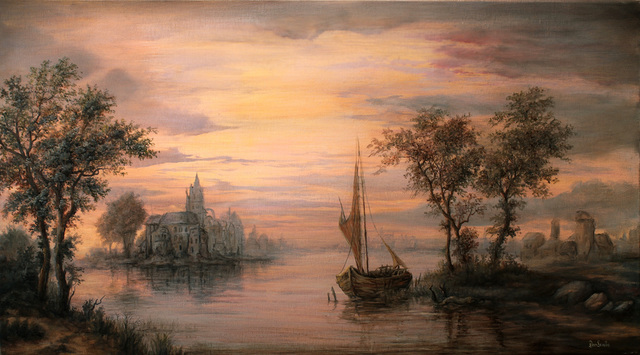 Dan Scurtu  'River Scene', created in 2014, Original Painting Oil.