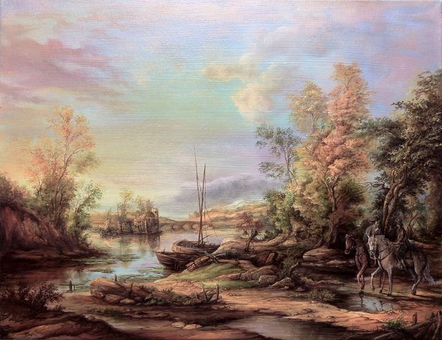 Dan Scurtu  'River Scene 2', created in 2014, Original Painting Oil.