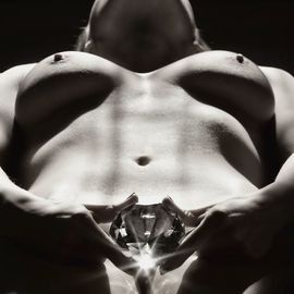 Dario Impini: 'light at the end of the tunnel', 2009 Digital Photograph, Nudes. Artist Description: She was laying back in the window light playing with the enormous diamond and the facets were sparkling in my eyes.  I asked her to do it slowly so I could catch it at the right moment.  And so it was.All my work delivered as high definition ...