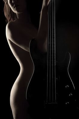 Dario Impini: 'resonance', 2010 Digital Photograph, Nudes. The bass guitar.  One of the few instruments that can tolerate professional play from the amateur to the virtuoso.  Aside from which it follows the sensuous curves of the feminine form.  So I present to you Resonance.  All my work delivered as high definition image infused into aluminum metal sheet ...