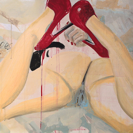 Dariya Afanaseva: 'high heels red shoes', 2012 Acrylic Painting, nudes. Artist Description:   canvas/ acrylic 60cm x 100cm 2012...