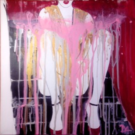 Dariya Afanaseva: 'sitting on the stairs', 2015 Acrylic Painting, Erotic. Artist Description:  canvas/ acrylic 50cm x 50cm 2015      ...