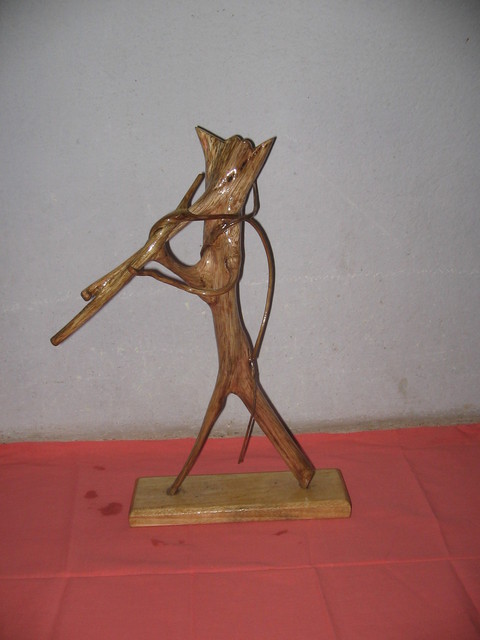 Gadadhar Das  'BAGPIPER ELEPHENT', created in 2005, Original Sculpture Wood.