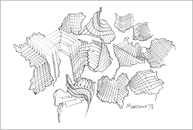 Artist Dave Martsolf. 'Architectural Neurons' Artwork Image, Created in 1978, Original Drawing Pastel. #art #artist