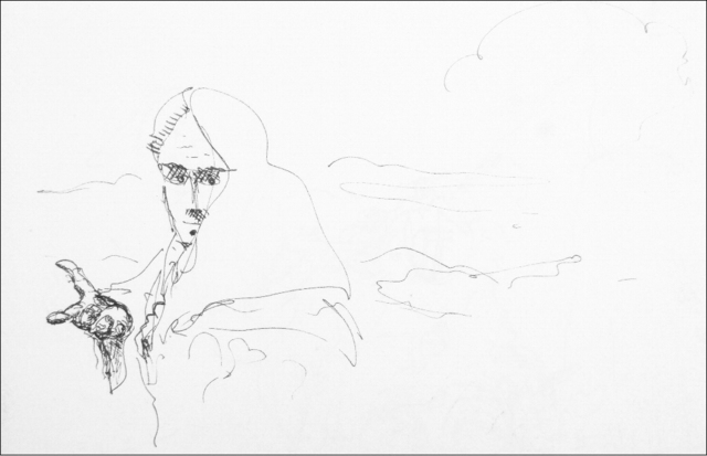 Artist Dave Martsolf. 'Friend In A Barren Land' Artwork Image, Created in 1979, Original Drawing Pastel. #art #artist