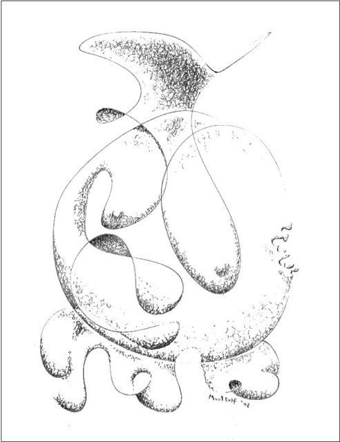 Dave Martsolf  'Irregular Feminine Vase', created in 2002, Original Drawing Pastel.