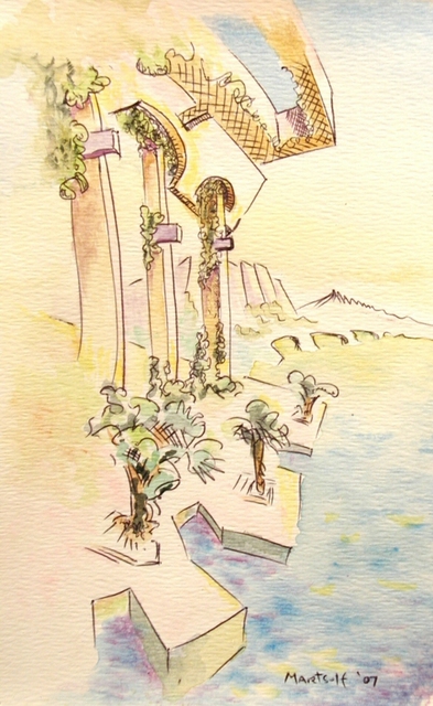 Dave Martsolf  'Mediterranean  Summer Morning', created in 2007, Original Drawing Pastel.