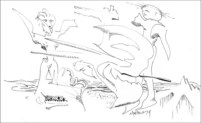 Artist Dave Martsolf. 'Sketch For Civilization Found Intact' Artwork Image, Created in 1979, Original Drawing Pastel. #art #artist