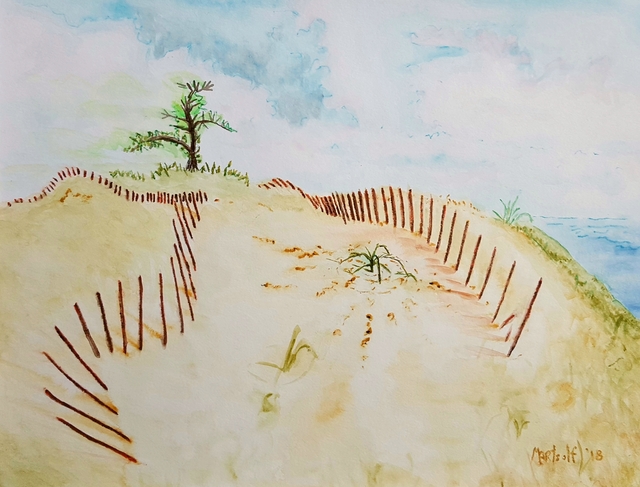 Dave Martsolf  'Dune Fences', created in 2018, Original Drawing Pastel.