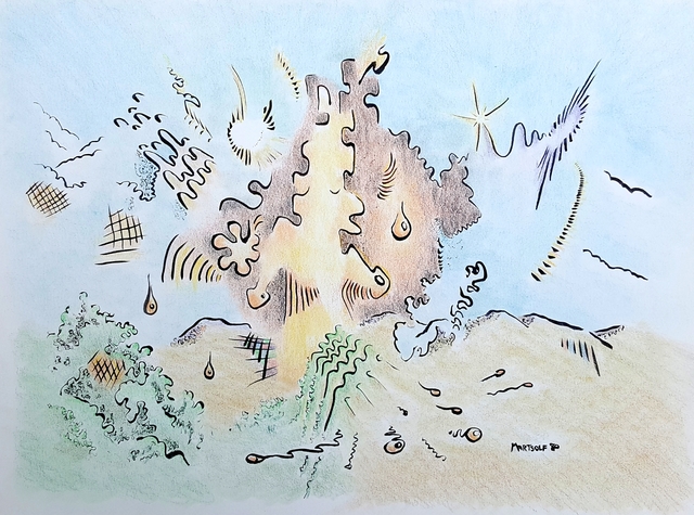 Dave Martsolf  'Itzamna Speaks', created in 1980, Original Drawing Pastel.