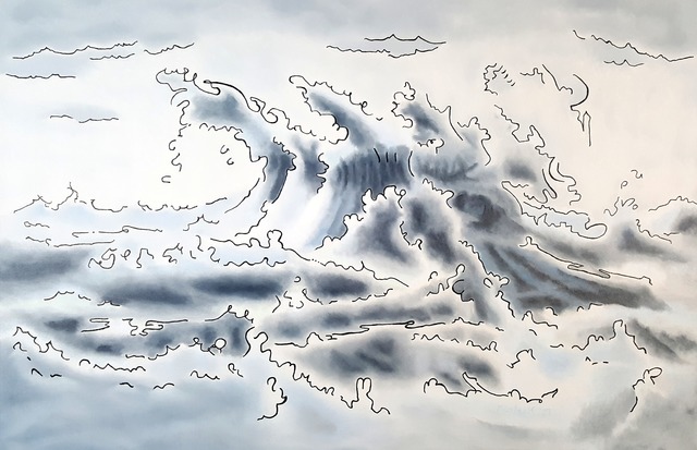 Artist Dave Martsolf. 'Ocean Rising' Artwork Image, Created in 2019, Original Drawing Pastel. #art #artist