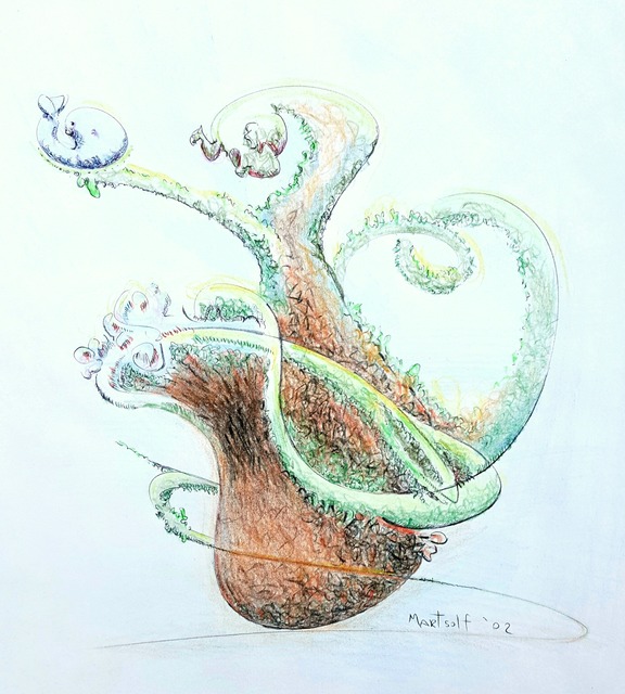 Dave Martsolf  'Planter With Whale', created in 2017, Original Drawing Pastel.