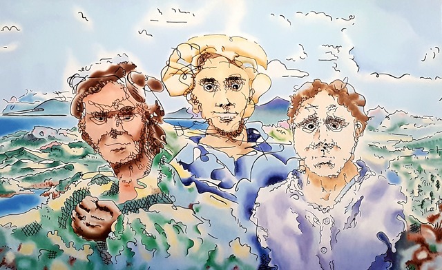 Dave Martsolf  'Three Men', created in 2018, Original Drawing Pastel.