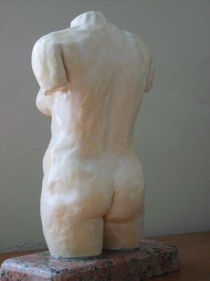 David Rocky Aguirre: '5 months, back', 1997 Ceramic Sculpture, nudes.  This model was 5 months pregnant. Glazed stoneware on granite base. ...