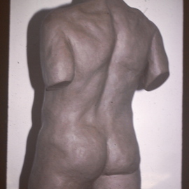 David Rocky Aguirre: 'Male missing 2', 1997 Ceramic Sculpture, nudes. Artist Description:  Missing from the Fullerton Calif area 1997. D. Aguirre stamped on side. ...