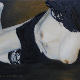 David Rocky Aguirre: 'Nude in black', 2008 Oil Painting, nudes. Artist Description:  Oil on hardboard ...