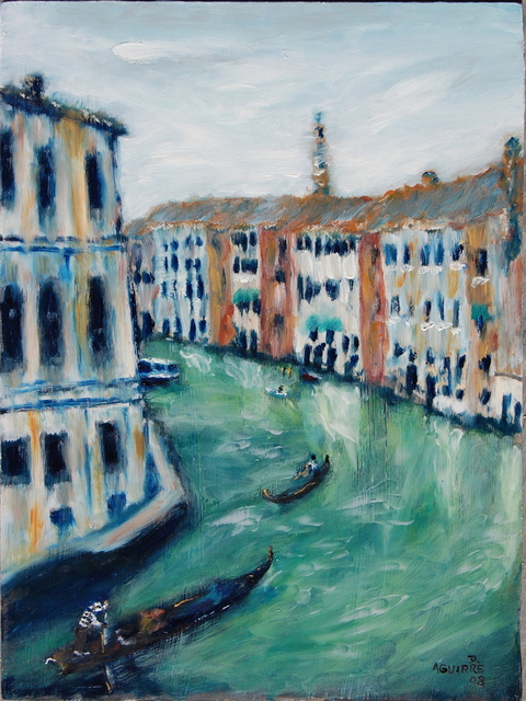 David Rocky Aguirre  'Venice Waterway', created in 2008, Original Drawing Pen.