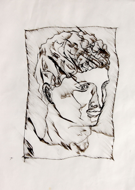 David Rocky Aguirre  'Ink Statue1', created in 1997, Original Drawing Pen.