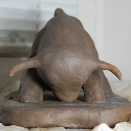 David Rocky Aguirre: 'work in progress bull close up', 2009 Ceramic Sculpture, Figurative. Artist Description:  Close up of bull form 2 piece set.  ...