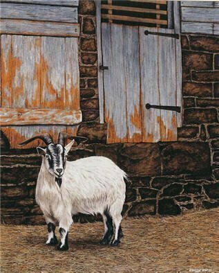 David Larkins: 'Bebe the Goat', 2001 Watercolor, Animals. Bebe the Goat was conceived from my wife' s love of animals. She always talks fondly of her childhood memories growing up on a farm in Maybee Michigan. This painting is a tribute to her love of life and our family name for her, Bebe.The size noted is the ...