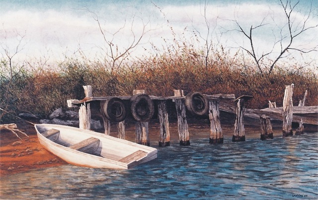 David Larkins  'Franfort Harbor', created in 1989, Original Giclee Reproduction.