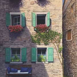 David Larkins: 'boungiorno pesariis', 2021 Oil Painting, Travel. Artist Description: I loved the old world charm of Pesariis, Italy while we were hiking the Dolomites a few tears ago. Time seems to stand still in the small Italian village. ...