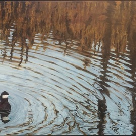 David Larkins: 'ripples', 2017 Acrylic Painting, Birds. Artist Description: aEURoeRipplesaEUR is a wonderful example showing my love for abstract realism.I added the Ruddy Duck to anchor the composition and show a source for the ripples in the water.Without the duck the painting becomes a pure abstraction. ...