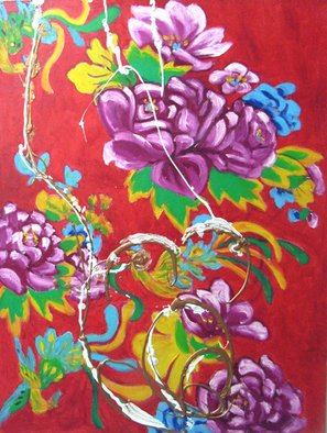 Winnie Davies: 'Hundred Flowers Blossom', 2007 Oil Painting, Surrealism.  Hundred Flowers Blossom is one of the series of Background.  I would like to switch the importance of Background and foreground of a painting. ...