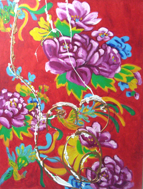 Winnie Davies  'Hundred Flowers Blossom', created in 2007, Original Painting Oil.