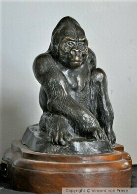 Vincent Von Frese: 'mountian gorilla', 1996 Bronze Sculpture, Animals. Made forth Dian Fossy Gorilla fund for fund raising efforts. ...