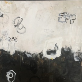 Karen Stein: 'silent prayer', 2020 Acrylic Painting, Expressionism. Artist Description: Layers of mark making defining a quiet vs turbulent space using neutrals shades of white...