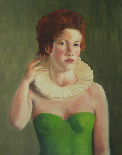 Artist Dana Dabagia. 'The Green Dress' Artwork Image, Created in 2011, Original Painting Oil. #art #artist