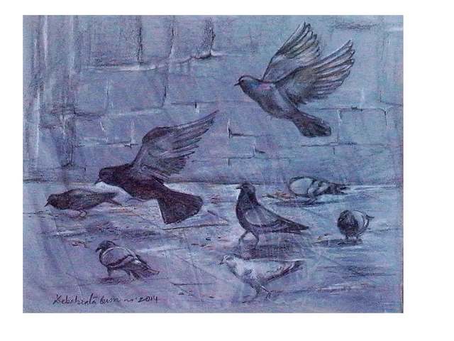 Artist Debabrata Biswas. 'Birds1' Artwork Image, Created in 2014, Original Drawing Pen. #art #artist