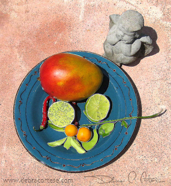 Artist Debra Cortese. 'Blue Plate Mango Angel' Artwork Image, Created in 2008, Original Other. #art #artist