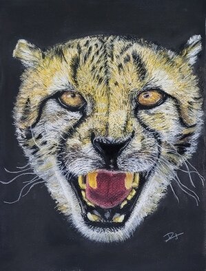 Deepti  Jain: 'welcome', 2022 Pastel, Animals. Cheetahs have been extinct in my country, India since 1952. In 2022, the government reintroduced them, the hopes of finally seeing this elusive and beautiful creature once again in the wild. This painting is my way of welcoming the cheetahs. Done in soft pastels on canson paper...