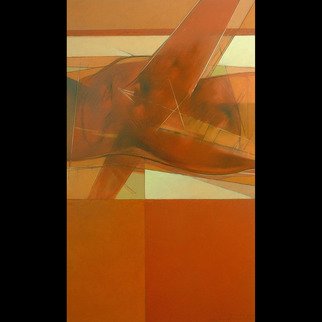 Jorge Posada: 'Animus Corpus V', 2007 Oil Painting, Abstract Figurative.  Semiabstract human figure in red ...