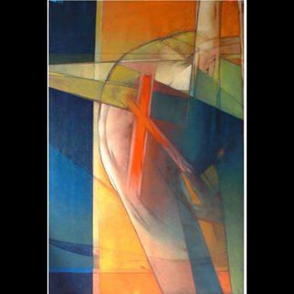 Jorge Posada: 'Exodus escape V', 2007 Oil Painting, Abstract Figurative.  Semi- Human form in motion ...