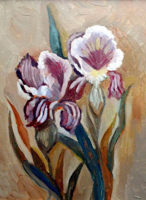 Basha Aziz  'Flowers', created in 2005, Original Painting Oil.